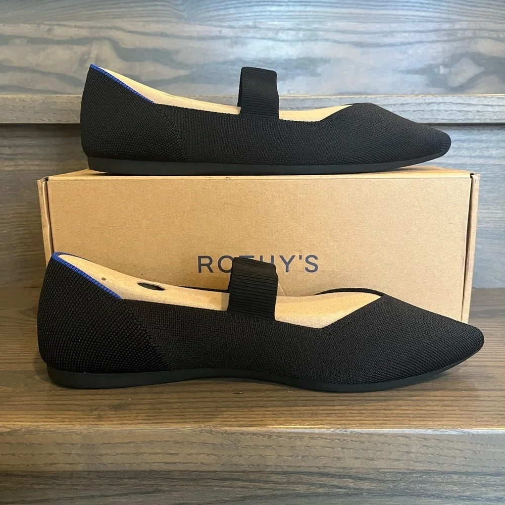 NWB Rothy’s The Point Mary Jane in Black 9.5